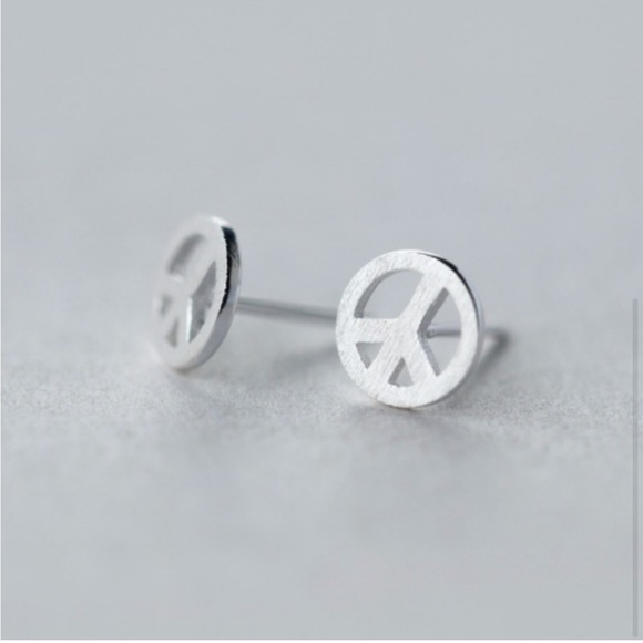 Peace Earrings ☮️ Sterling Silver - Picture 2 of 3